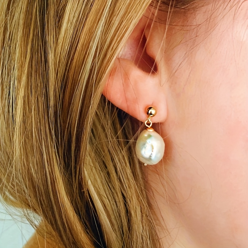 Freshwater Baroque Pearl Earrings, Unique Statement for Women